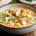 What is salmon soup made of