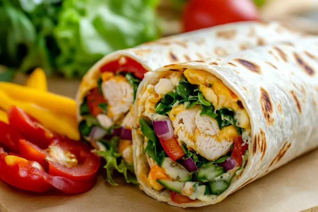 How many calories in a cheesy chicken wrap