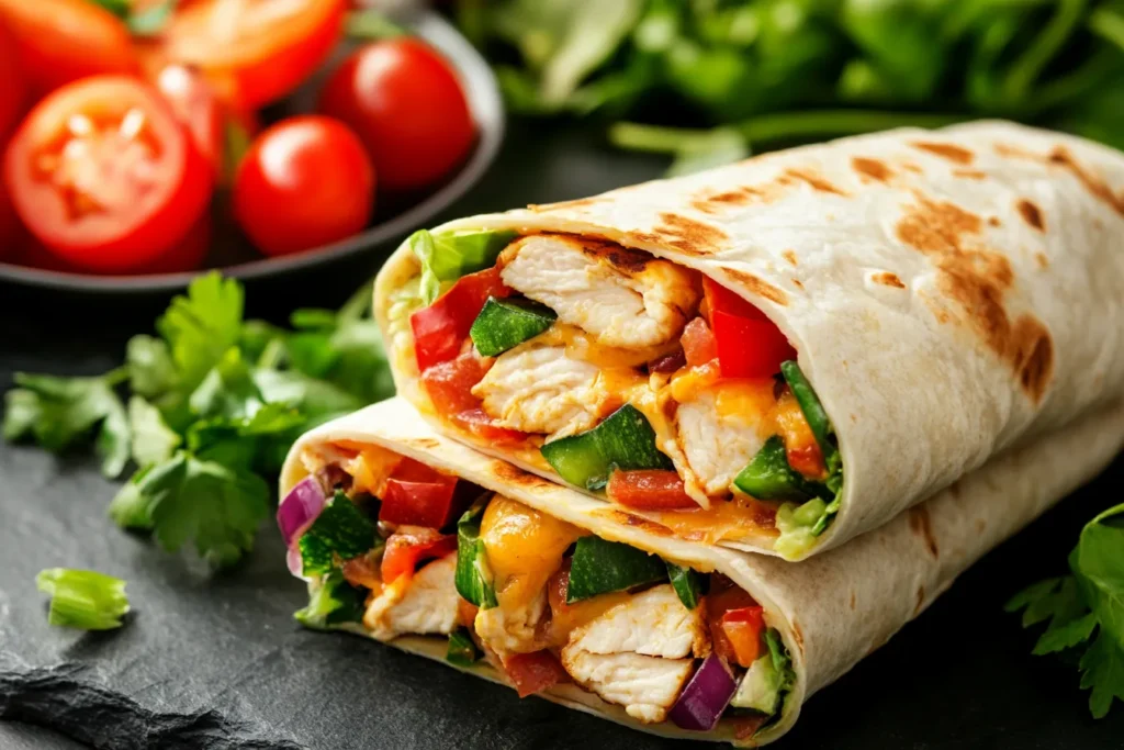 How many calories in a cheesy chicken wrap