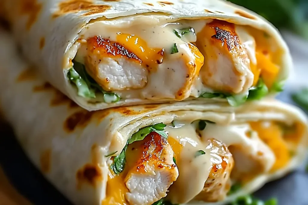 Cheesy Garlic Chicken Wraps