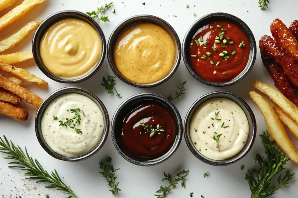 Charri A vibrant selection of dipping sauces for chicken tend 80fed9b1 2fb4 4fb3 ba07 0df2128b02b9 0 - Chicken Tenders and Fries: The Ultimate Guide to Crispy Perfection